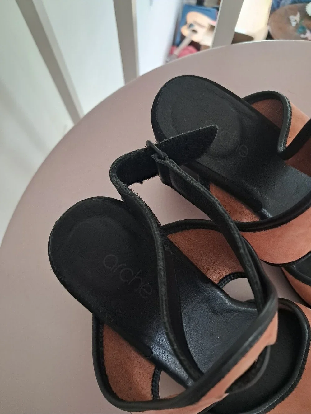 Arche Heels Women's 38 8 Coral Black Suede Leather Leigha Luxury Comfy